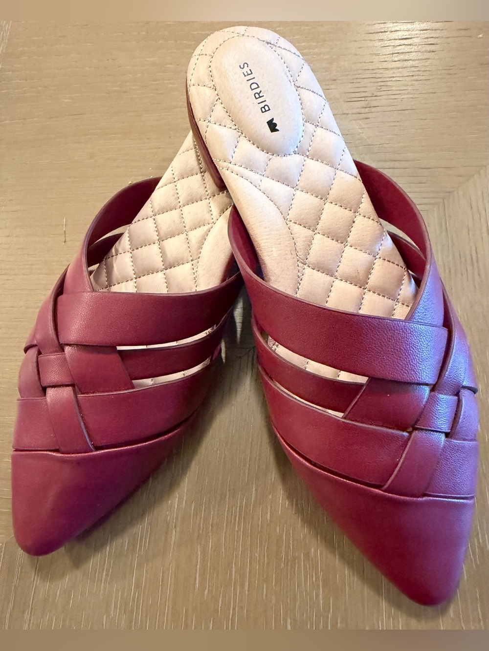 Birdies Women's Burgundy Braided Pointed-Toe Mules Sz 6.5 NWOT